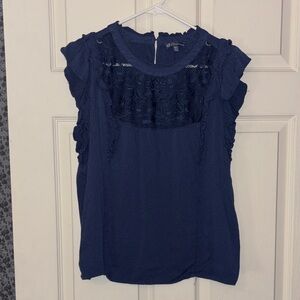 Democracy Deep Blue Ruffled Blouse